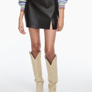 Aritzia Wilfred Patio Vegan Leather Mini Skirt Black 2